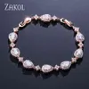 Zakol Trendy White Gold Color Cubic Zirconia Stone Big Water Drop Shape Armband Bangle For Women Party Jewelry FSBP2014 211124244C