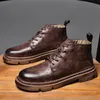 Persoonlijkheidsstijl 703 Street Mens enkel vintage lederen mannelijke motorfiets laarzen modelicht casual schoenen antiskid sneakers 231018