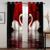 Curtain Red Rose Flower Diamond Gold 3D Design Luxury Two Thin Window Curtains For Living Room Bedroom Home Decor 2 Pieces
