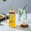 Vasos Capacidad de vidrio con borosilicato Cuadrado Taza multifuncional Mango Jugo Alto Hogar de color grande 231018