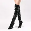 Women Socks Glossy Leather Stockings Over Knee Thigh High Long Boot Black Red Silver Gold Gothic Club Sexy Stocking