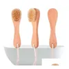 Spazzole da bagno Spugne Scrubber Setole di cinghiale naturali Spa Spazzola per il viso Viso con manico in legno Rimuovi punti neri Rub Nail Drop Deliv Dhxl8