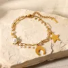 Bracelets de charme en acier inoxydable femmes bracelet décoratif double couche mignon lune étoile dames pendentif bracelet bijoux cadeau d'anniversaire