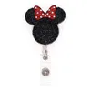 10 PCS Lot Cute Key Rings Animal Rhinestone Mouse Mouse Head حامل بطاقة هوية قابلة للسحب للحصول