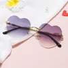 Zonnebril Randloos Hart Liefde Voor Vrouwen Mannen Metalen Frame Mooie Leuke Zonnebril UV400 Party Cosplay Duurzaam Temple Shades