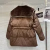 Piumino da donna Parka invernale da donna corto cappotto d'anatra bianco casual diamante colletto blu scuro manica lunga giacca da neve allentata femminile 231018