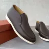Loro Piano Loro Pianaa Flat Lp Bottom Shoes High Top Leather Bottes courtes surdimensionnées Chaussures décontractées sur le biais de haute qualité Pédale de haute qualité
