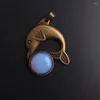 Pendant Necklaces Wholesale 12Pcs/Lots Natural Stone Crystal 16MM Lapis Lazuli Round Agates Dolphin Healing Reiki Necklace For Couples