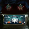 1pc, Happy Halloween Garagebanner (157in*71in/400cm*180cm) Scary Yard Pompoen Patroon Garagedeur Decoratie, Polyester Met Gaten Met Touw Hangende Doek Muurschildering Deur