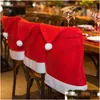 Christmas Decorations Chair Er Red Non-Woven Fabrics Santa Claus Hat Back Ers For Xmas Ornament Home Dinner Decoration Banquet Party Dhbfd