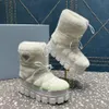 Luxury designer sheepskin ankle boots slip-on chunky bottom bootie round toe lace up ski snow boot platform black women outdoor warm shoes