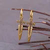 Dangle Earrings Hip Hop Punk Style Viking Golden Warrior Sword Drop Rock Motorcycle Boys Stainless Steel Charm Jewelry Gift Accessories