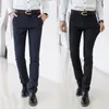 Herrbyxor Spring och Autumn Classic Style Casual Business Fashion Black Blue Elastic Regular Fit Brand Trousers Male 231018