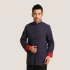 Vestes pour hommes manteau rouge bleu réversible veste à manches longues traditionnel chinois coton lin deux côtés costume costume redingote