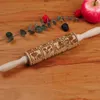 Rolling Pins Pastry Boards Arjmide Spring Flowers Embossing Rolling Pin with 16 Different Flowers in Squares. Dough Roller for Embossed Cookies and Potery 231018