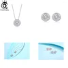 Ciondoli ORSA JEWELS Argento sterling 925 Ciondolo rotondo squisito con zirconi lucidi Collana a catena CZ trasparente per le donne Gioielli da sposa APN18