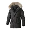 Men's Down Parkas Winter Jackets for Men with Fur Trim Hood Fashion Clothing Thicken Warm Outdoor Adjustable Waist Rope 231017