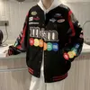 Herrjackor Classic High Street Industry Brodery Jacket Spliced ​​Retro Baseball Coats Par Hip Hop Loose Motorcycle Racing Outwear
