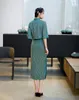 Ethnic Clothing Autumn Cheongsam Set Sexy Slim Fit Long Qipao Shawl Two Piece Fashion Printing Elegant Temperament Chinese Traditional Dress