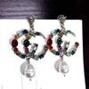 Famous G letters Designer Dangle Earrings with Crystal Pearl Big Long Earring Luxury Jewelry for Women Red Green White Yellow Colorful Stone Earings Ear Rings Gift