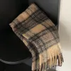 Mode kvinnor halsduk designer vinter varm stor överdimensionerad randig rutig halsdukar vinter halsduk cape chunky fluffy halsdukar lång tofs sjal wrap mörk kaffe