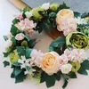 Decorative Flowers Artificial Peony Wreath Silk Flower Spring Garland Floral For Front Door Wall Easter Wedding Party Home Decorations