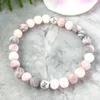 MG1090 MATTE Rose Quartz Gemstone Armband Pink Zebra Jasper Diffuser Armband White Lava Hematite Bead Armband Essential Oil Yog1923