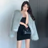 Womens Fur Faux Mexzt Fashion Harajuku Coat Women Winter Korean Slim Leather Jacket Female Natural Color Open Stitch 231017