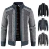 Jaquetas masculinas elegantes casaco de inverno mangas compridas outono malha pelúcia gola jaqueta engrossar
