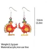 매달린 귀걸이 추수 감사절 추수 감사절 매력 드롭 이어링 귀여운 아크릴 암탉 칠면조 로스트 치킨 귀이 손수 만든 보석 액세서리