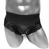 Cuecas sexy floral renda sissy briefs calcinha crossdressers roupa interior dos homens lingerie erótica ver através do biquíni masculino crotchless