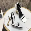 Tasarımcı Kadın Sandalet Partisi Moda Sandal Perçin Dans Ayakkabı Seksi Topuklu Süper 11cm Lady Düğün Metal Kemer Tokası Yüksek Topuk Kadın Ayakkabı Boyutu 34-40-41 US4-US10