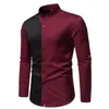 Herrklänningskjortor Fashion Formell skjorta Business Social Stitching Color Slim Fit långärmad bankett