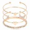 4pcs set Gold Plated Star Heart Moon Bohemian Bracelets Bangle For DIY Fashion Jewelry Gift CR36 Shipp2486