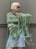 Женские трикотажные футболки, женский тканый свитер с радужными кисточками, повседневный вязаный свитер с геометрическим узором и длинными рукавами, женский пуловер, осенне-зимние джемперы, топ 231018