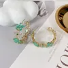 Hoop Earrings Luxury Flower Zirconia Earring Women Jewelry Handpaved Micro-inlay Circle SENYU Fashion Gold Plating