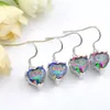 Luckyshine 5 Pair Holiday Gift 925 Silver Earring Rainbow Mystic Topaz Heart Earrings American Australia Zircon Wedding Earring Fr318n