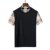 Verão novas camisetas masculinas de seda gelo marca de manga curta xadrez impressão carta designer tendência juventude 06259z