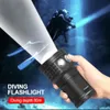 Taschenlampen Taschenlampen 10000 Lumen LED-Tauchtaschenlampe Unterwasserlaterne Beleuchtung 100 m wasserdichte taktische Taschenlampe für Pografie-Video-Fülllichter 231018