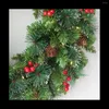 Decorative Flowers Christmas Wreath Pine Needle Red Fruit Window Arrangement Front Door Hanging 30cm