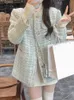 Giacche da donna CJFHJE Autunno stile francese Moda dolce giacca in tweed scozzese Donna Inverno Cappotti di lana di lusso Outwear Oneck Elegante blazer da donna 231017