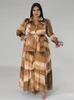 Robes grande taille Wmstar Robes grande taille pour femmes Tie Dye imprimé avec poches Slashes Fashion Party Maxi Dress Wholesale Drop 231017