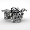 Herren Edelstahl Punk Bearded Skull Ring Motorrad Biker Band Rings285i