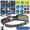 Outdoor Gadgets 1/2/3 Line LED Headlamp Super Bright Wave Induction USB Rechargeable COB Headlight Torch Outdoor Riding Night Running Light 231018