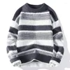 Männer Pullover Qualität Kaschmir Gestrickte Pullover Herbst Winter Einfache Streifen Pullover Männliche Klassische Mode Weiche Warme Pull Homme