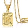 Ожерелье с подвеской в виде начальной буквы, мужское женское ожерелье с заглавной буквой, желтое золото, A Z, цепочка из нержавеющей стали, 23 5 дюймов, drop2474