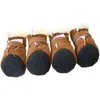 Vêtements de chien 4pcs hiver imperméable chaud chaussures pour animaux de compagnie bottes de neige antidérapantes pour petites races chiens chiot chat chihuahua soins carlin