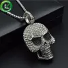 Catene ghiacciate Ciondolo Collana di design Gioielli Hip Hop Uomo Diamanti Scheletro Teschio Pendenti Titanio Acciaio inossidabile Bling Rhine257y