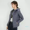2023-Women's Yoga Short Thin Down Jacket Outfit Solid Color Piffer Coat Winter Outwear 15 Colors S-4XL