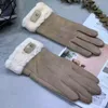 Designer High-quality Fashion Plush Waterproof Gloves for Men Women Veet Wool of Sheep Lady Five Finger Mittens Design